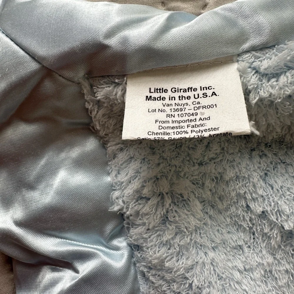 Little Giraffe Luxe Satin Trimmed Chenille Soft Faux Fur Baby Blanket Blue USA